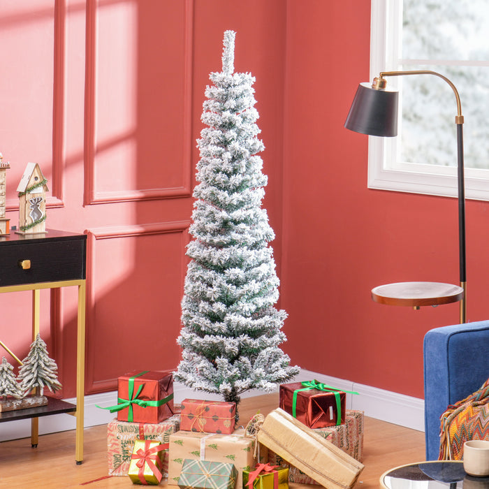 Homcom Arbre De Noel Artificiel Fin Floque De Neige Artificielle 5pi