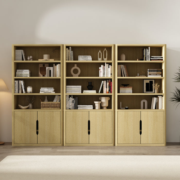 Armoire bibliotheque moderne Rivington 40\" en chene naturel - Ensemble de 3