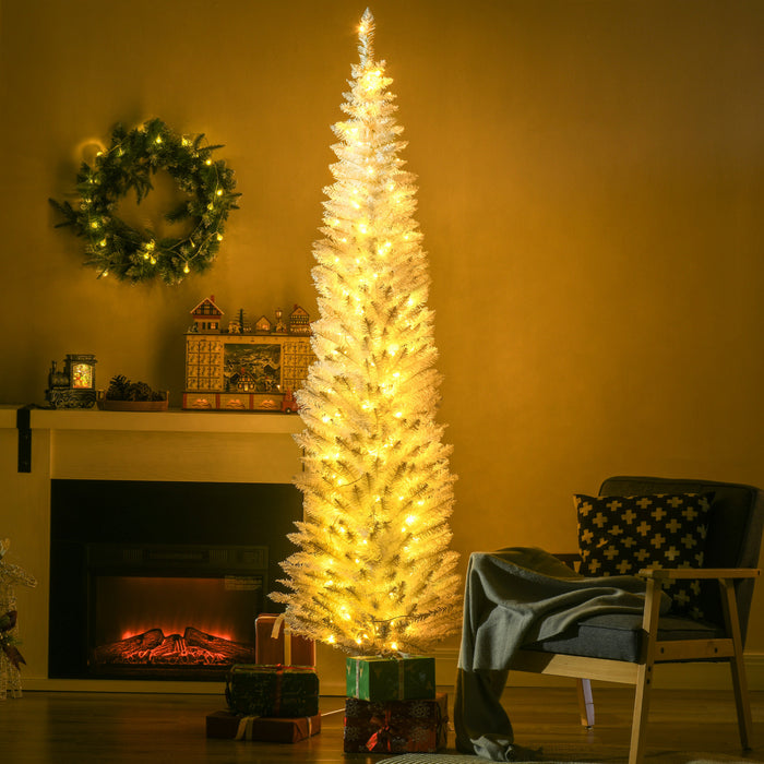 Homcom Arbre De Noel Artificiel Illumine 7 Pi Avec Lumieres Led Blanc Chaud