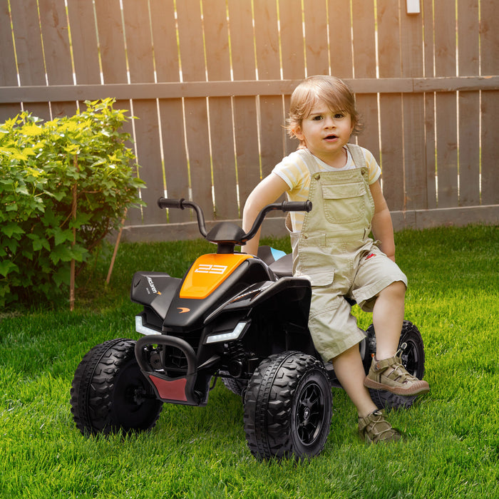 Aosom Quad Pour Enfant Mclaren Mcl 35 Sous Licence 12 V, Vehicule Electrique A 4 Roues Avec Demarrage Lent, Musique Mp3, Phares, Roues De Suspension, Garcons Et Filles Ages De 3 A 8 Ans – Noir