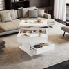 Noah Lift-Top Rotating Coffee Table with Drawer and Storage,White | Noah table basse relevable et pivotante – table avec tiroir et espace de rangement, blanc