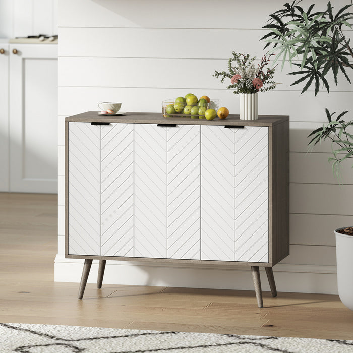 HOMCOM Armoire de rangement buffet armoire d'appoint etageres reglables