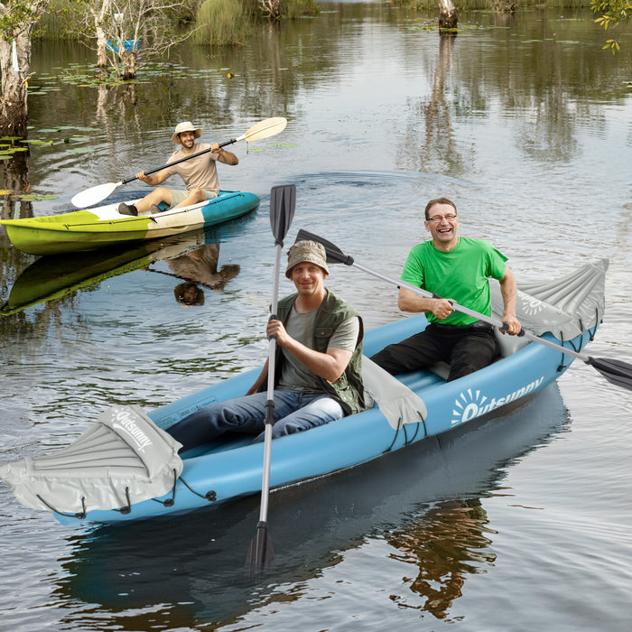 Outsunny Kayak gonflable pour 2 pers, ensemble de canoe avec pompe a air