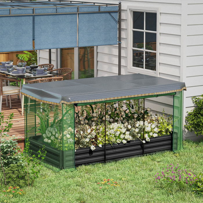 Outsunny Lit De Jardin Sureleve Galvanise Avec Cage De Culture Et Toile