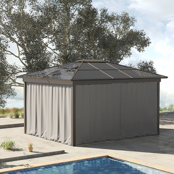 Outsunny Ensemble De Parois Laterales De Gazebo Universel Avec 4 Panneaux, Crochets/anneaux En C Inclus Pour Pergolas Et Cabanas, Gris Clair