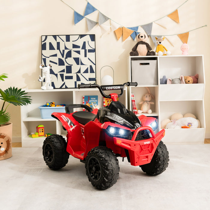 Costway 12v Batterie Alimentee Enfants Rouler Sur Atv Electrique 4 Roues Quad Car Avec Mp3 & Lumiere