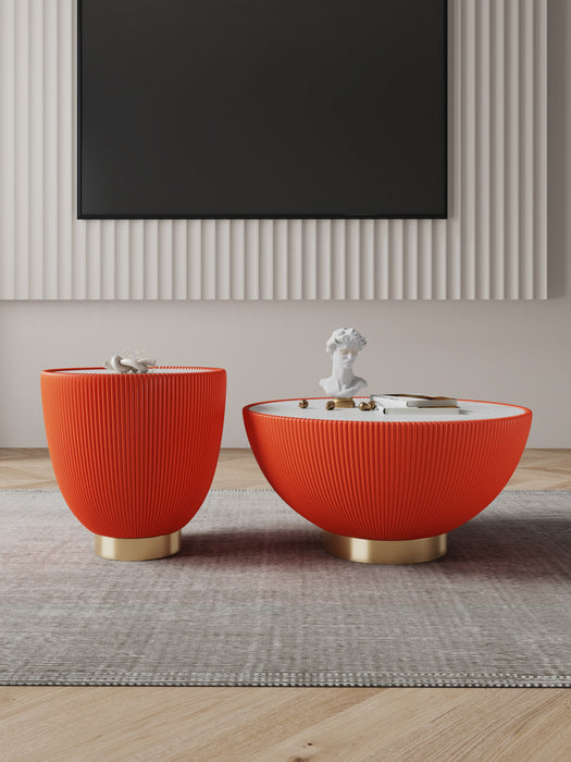 Ensemble de 2 tables Anderson Modern : table basse et table d’appoint, orange