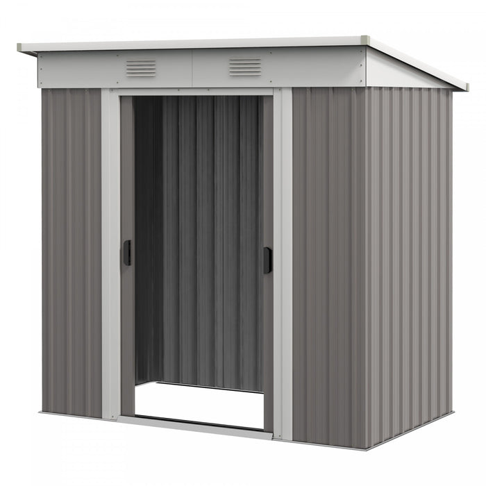 Outsunny Abri De Jardin Avec Portes Coulissantes Et Bouche D'aeration, Gris