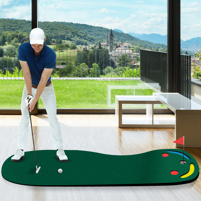 Costway 9.8ft X 3ft Par 3 Trous De Golf Mettant Tapis Vert Pour La Pratique Interieure Et Exterieure