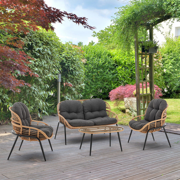 Ensemble de conversation moderne Pine 4 pieces en gris