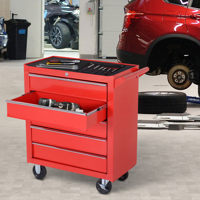 Homcom Coffre A Outils En Acier Verrouillable A 5 Tiroirs Poignee