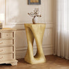 Cade 26.80" Twisted Square MGO Accent Table, Unique Natural Wood Grain Indoor Side Table, Natural | Table d'appoint carree torsadee Cade 26,80 pouces MGO, table laterale interieure a grain de bois naturel unique, naturel
