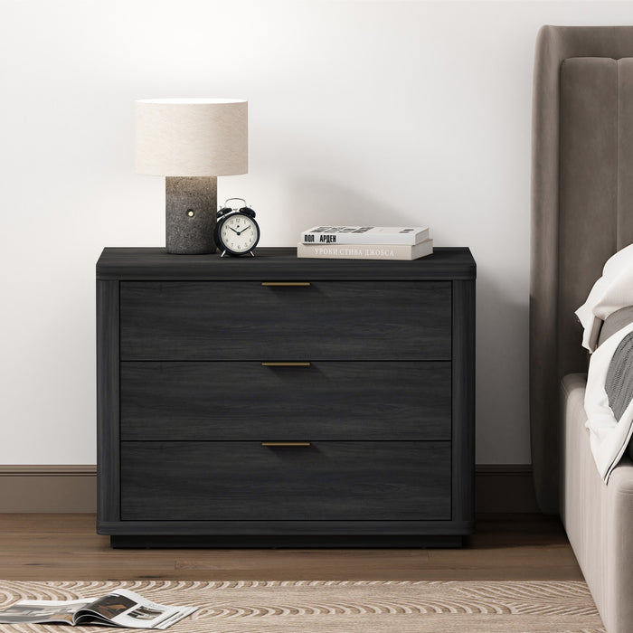 Table de nuit moderne Evelyn 32\" en gris charbon (3 tiroirs)