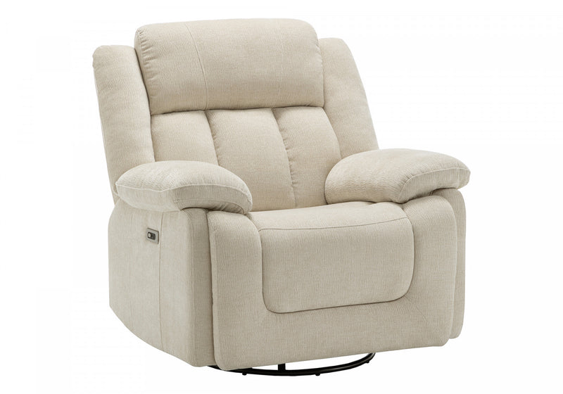 Fauteuil Inclinable Electrique, 39\"L, Planeur, Pivoter, Port Usb Inclus, Tissu Beige