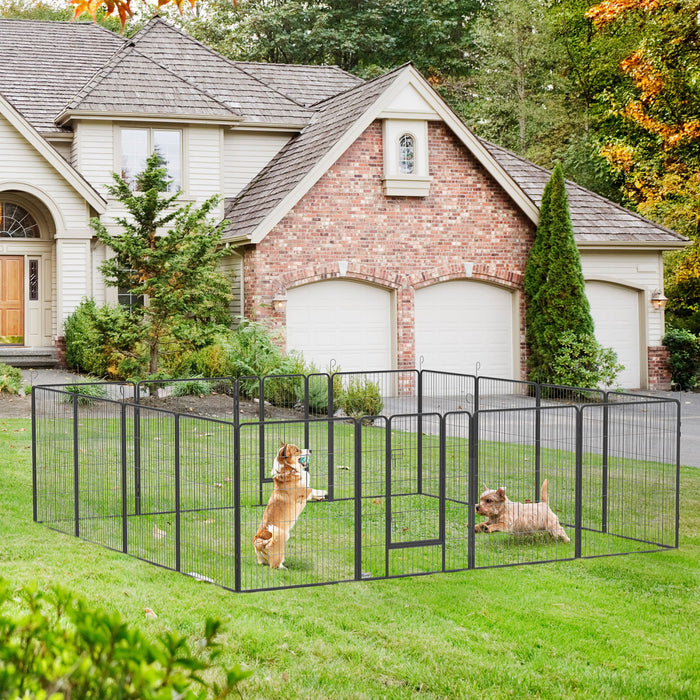 Pawhut Parc Pour Chien Robuste, 16 Panneaux De 39 Po De Hauteur, Stylo D'exercice Pour Chiot En Metal, Design Bricolage, Interieur Exterieur, Pour Petits Et Moyens Chiens, Gris