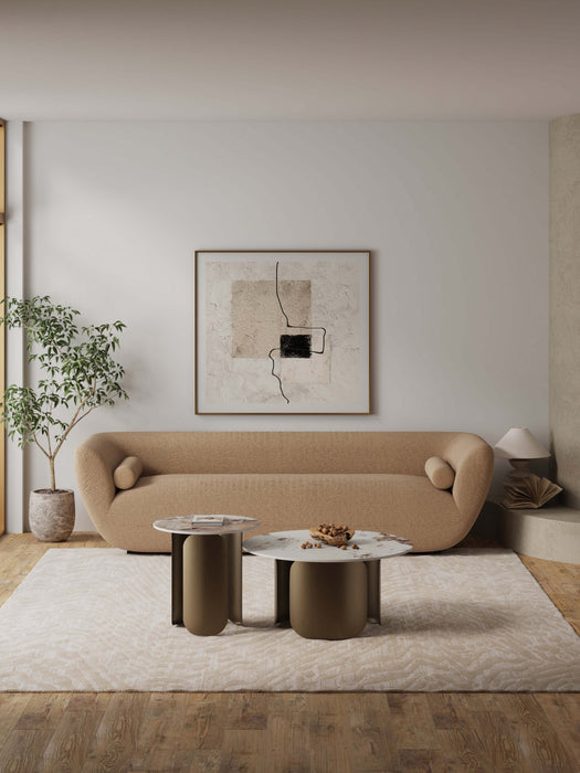Ensemble moderne et glamour Monica de 2 tables : table basse et table d’appoint en bronze