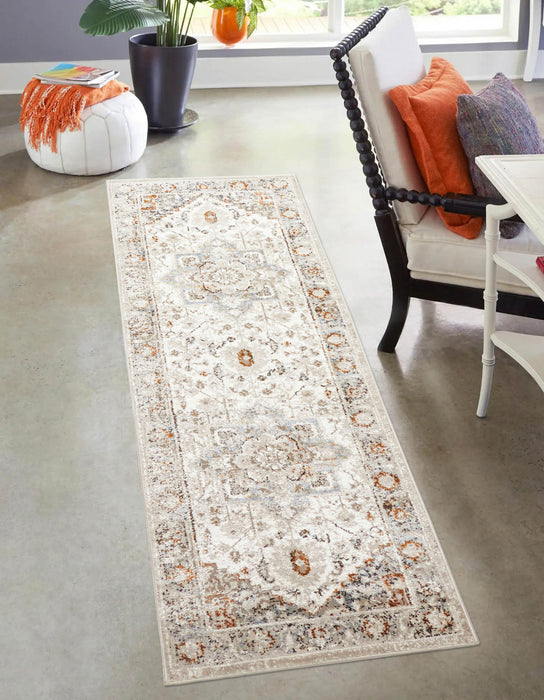 Tapis de Couloir Traditionnel Paradox 2'8\" x 8'2\" en Ivoire