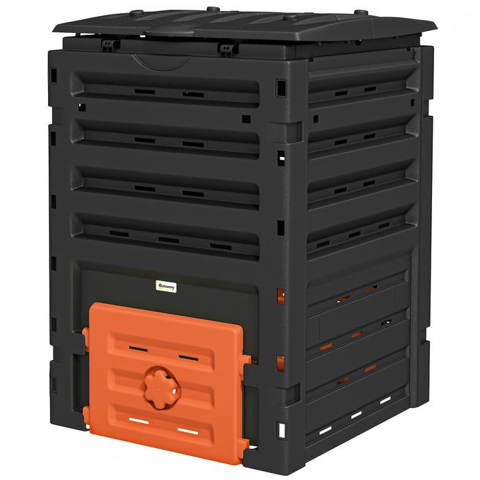 Outsunny Poubelle A Compost De 120 Gallons, Avec 80 Aerations, Orange