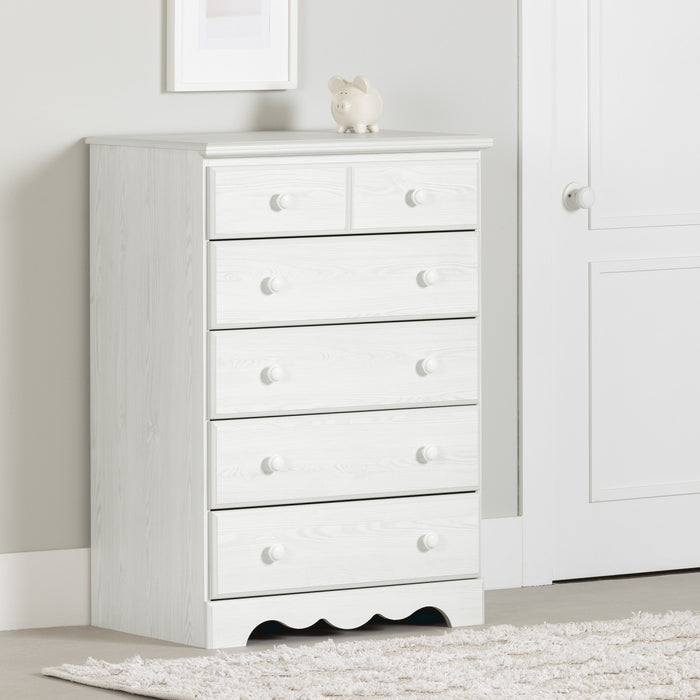 Commode verticale Summer Breeze à 5 tiroirs - pin blanc