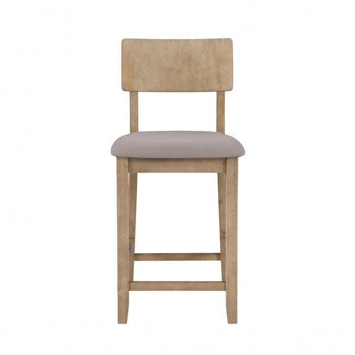 Tabouret Jorissen de hauteur comptoir en tissu d’apparence lin - gris