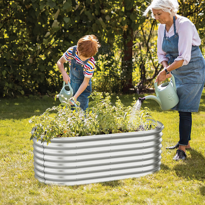 Costway 2 Pcs Souleve Kit De Lit De Jardin Planteur Souleve Boites De Jardin Exterieures 65\" X 32\" X 24\" Argent