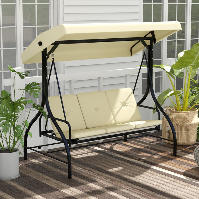 Outsunny Balancoire De Patio 3 Places, Lit Balancoire De Porche Convertible