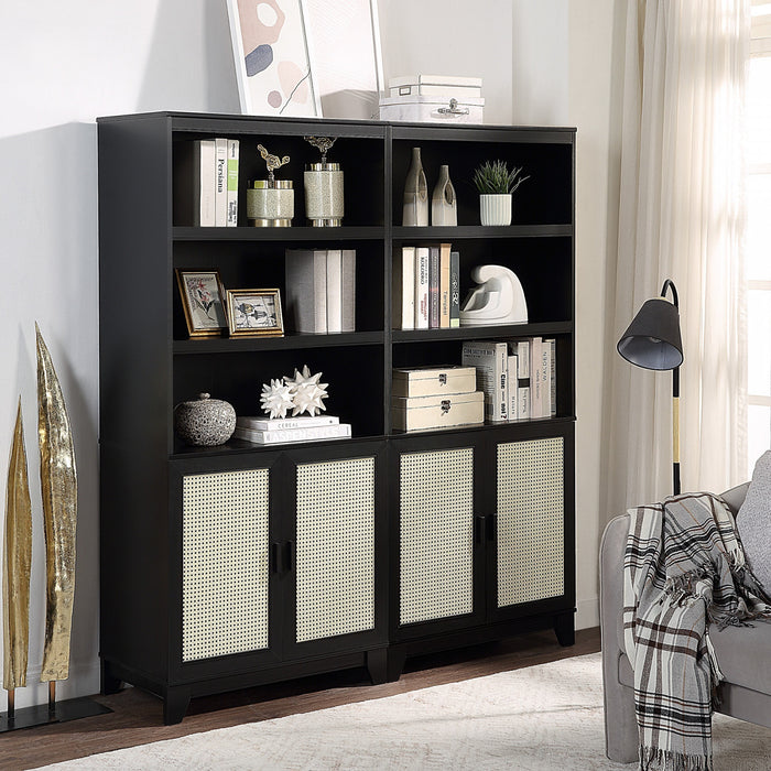Armoire bibliotheque Sheridan style milieu du siecle 79 cm en noir (7 etageres) – Lot de 2