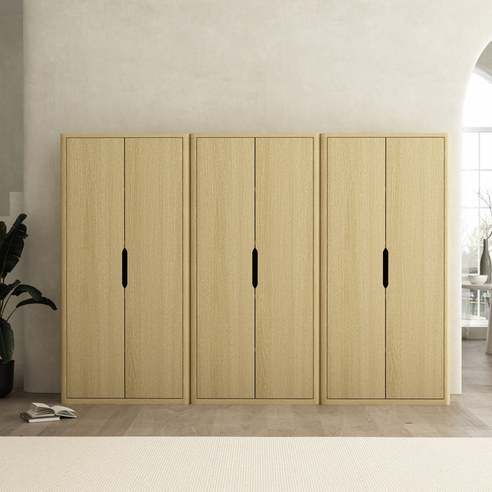 Armoire bibliotheque moderne Rivington 38\" en chene naturel - Ensemble de 3