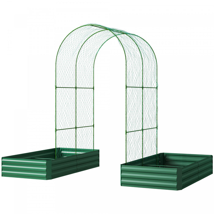 Outsunny Jardiniere surelevee galvanisee avec treillis