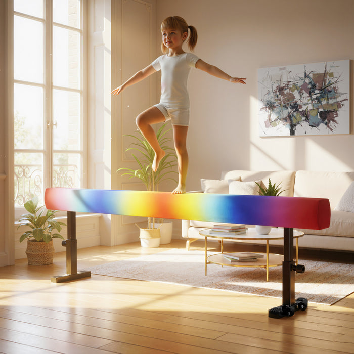 Soozier Poutre d'Equilibre Ajustable avec Roues pour Enfants 6+ Ans
