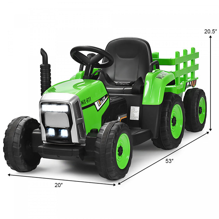 Costway Tracteur A Remorque Electrique 12v Avec Telecommande Et Lumieres Led