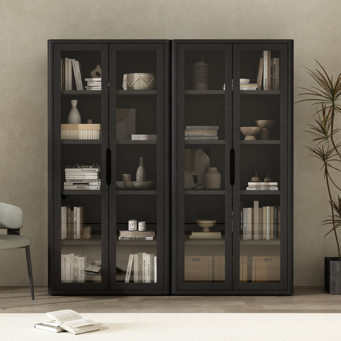 Armoire bibliotheque moderne Rivington 38\" en noir - Lot de 2
