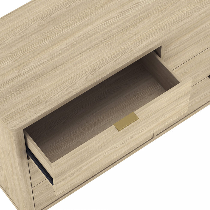 Commode moderne Evelyn 60\" en naturel (6 tiroirs)