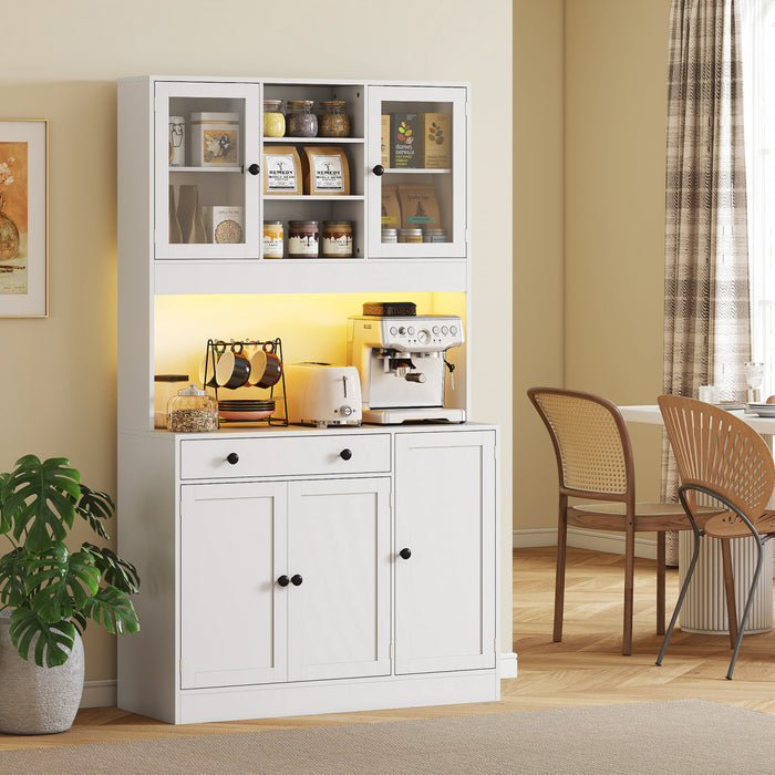 HOMCOM Meuble de rangement avec eclairage LED, port USB, blanc