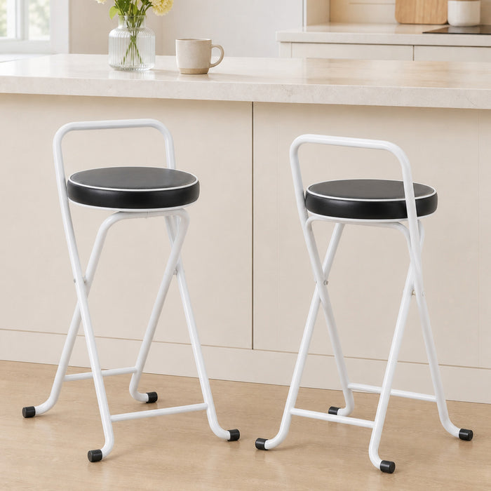 HOMCOM Lot de 2 Tabourets de Bar Pliables, Siege en PU, Noir