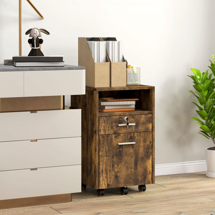Vinsetto Classeur a 2 tiroirs avec serrure pour format lettre A4, brun