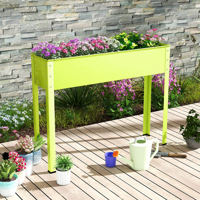 Costway 40\" Lit De Jardin Eleve Avec Les Jambes Boite De Planteur En Metal Elevee Trou De Drainage Cour Arriere Vert