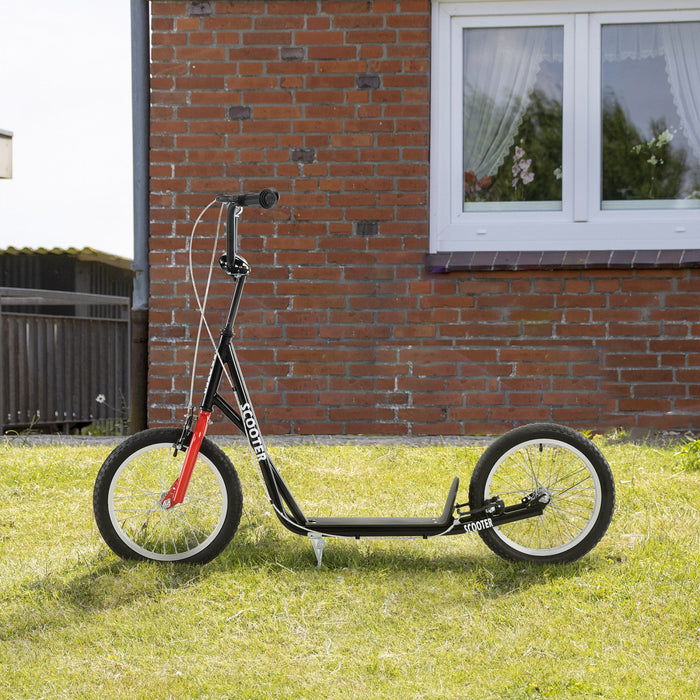 Aosom Scooter Guidon Reglable Enfants Jouet Pour 5+ Avec Freins Doubles Avant Et Arriere Roues Gonflables Noir