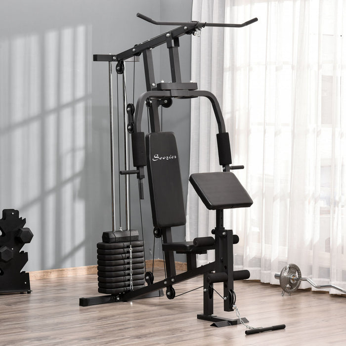 Soozier Systeme De Gymnastique D'exercice Domestique Multifonctionnel Musculation Exercice Station D'entrainement Fitness Force Machine Pour L'entrainement Du Corps Entier Noir