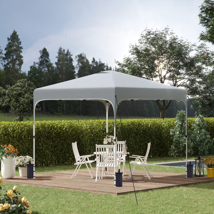 Outsunny 9.8' X 9.8' Pop Up Gazebo Tente Pliable Avec Sac De Transport Et Roues Parois Laterales En Maille Et Hauteur Reglable A 3 Niveaux Pour L'exterieur Le Jardin La Fete Et Le Patio Gris