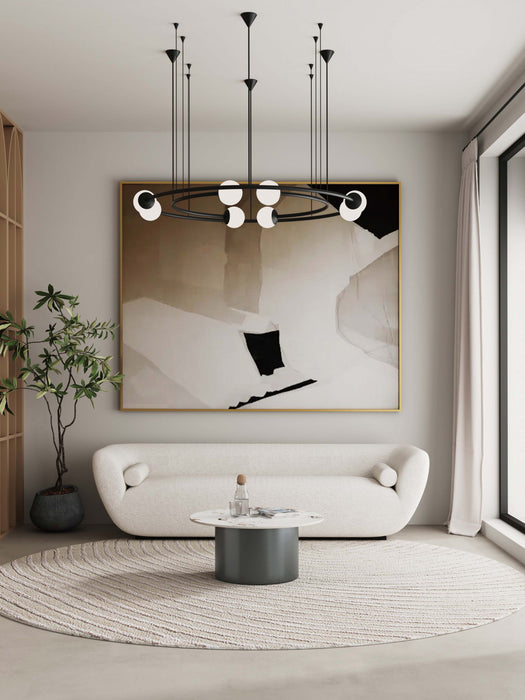 Table basse Alondra moderne et glamour avec plateau en pierre frittee noire