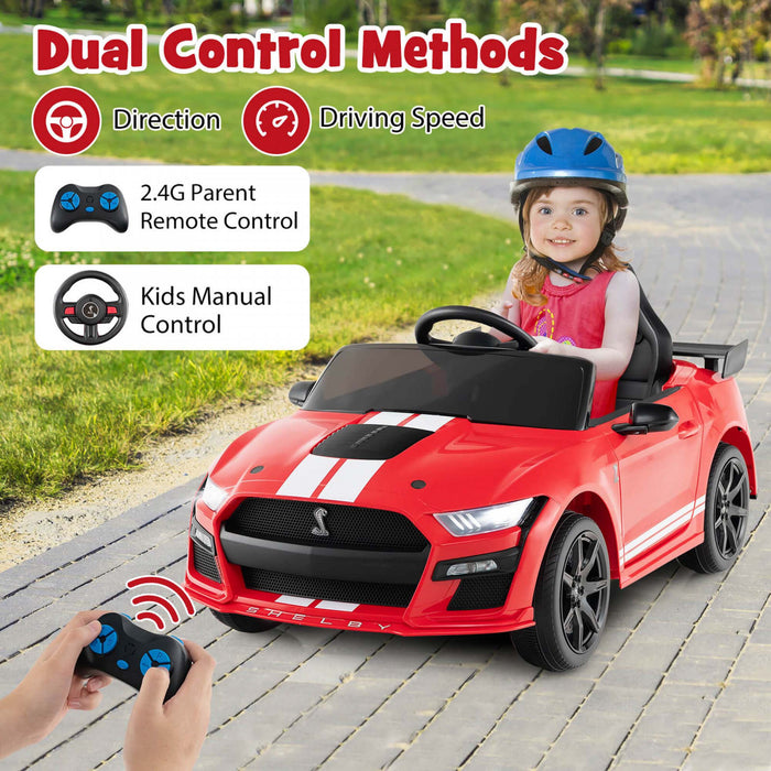 Costway 12v Sous Licence Ford Mustang Shelby Gt500 Enfants Rouler Sur La Voiture Avec Telecommande Rouge