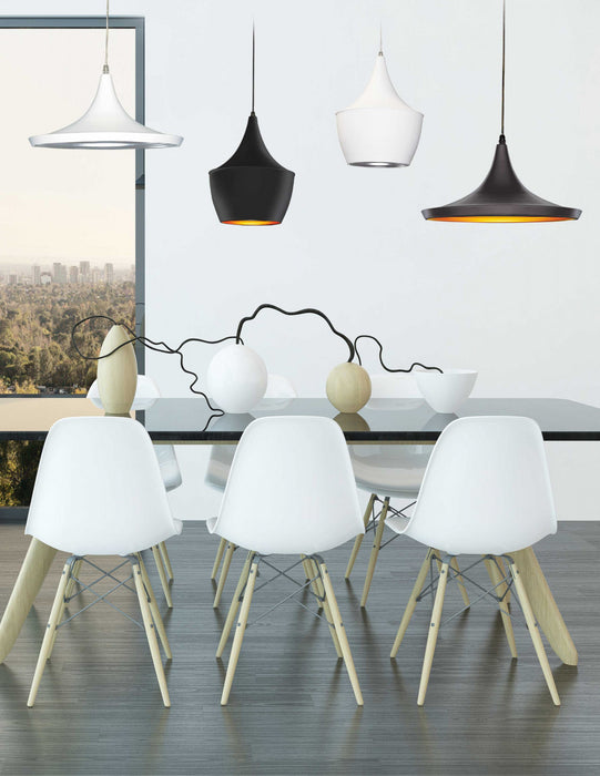Grand luminaire suspendu Helsinki de Dainolite en forme de goutte, avec intérieur argenté, fini blanc mat et 1 ampoule