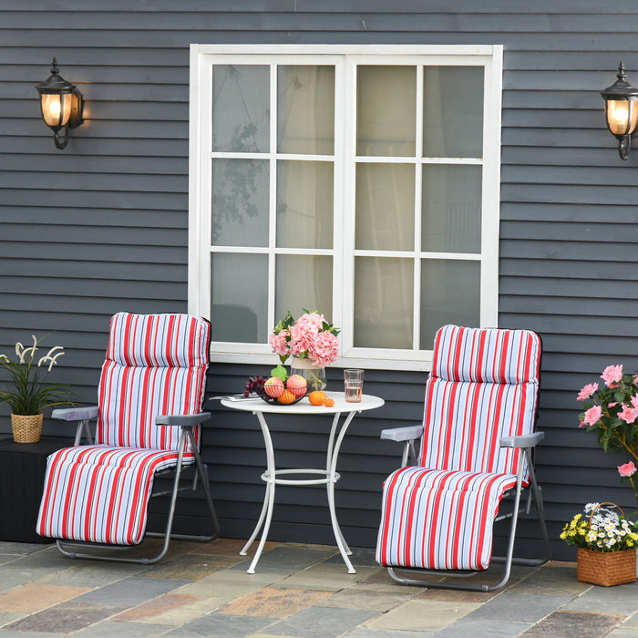 Outsunny Lot De 2 Chaises Longues De Jardin, Fauteuil Inclinable, Rouge