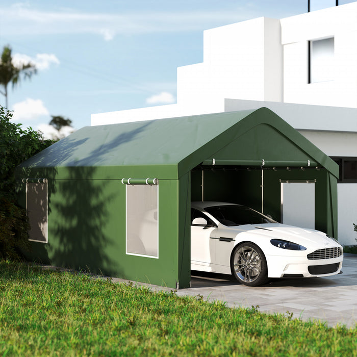 Outsunny Abri D'auto, Garage Portable 12 X 20 Pi, Vert Fonce