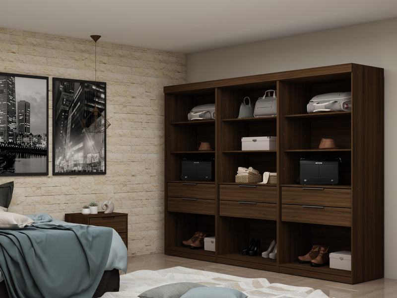 Armoire contemporaine moderne Mulberry 36\" en brun chataigne - Ensemble de 3