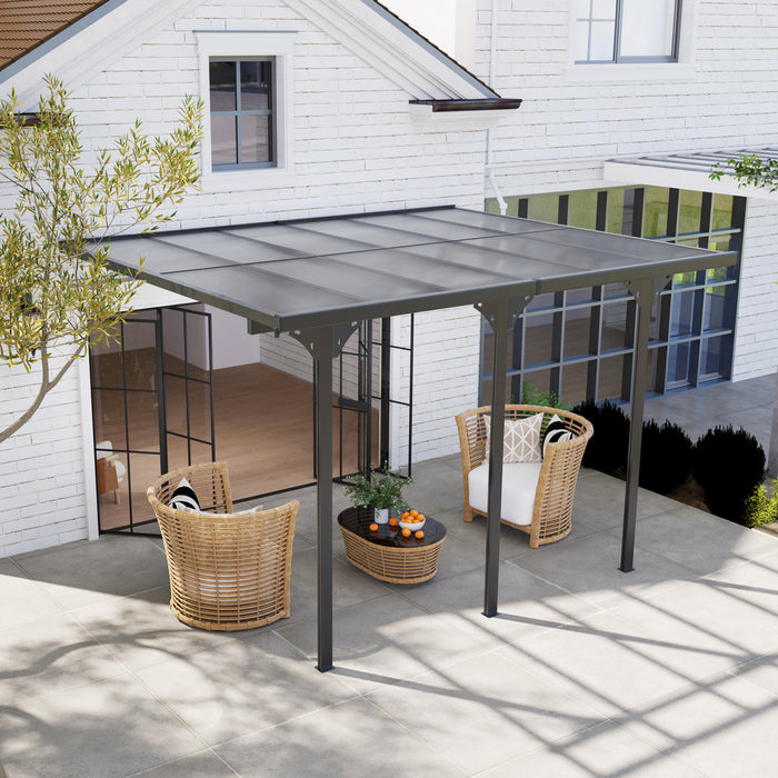 Outsunny 10'x12' Pergola A Toit Rigide En Polycarbonate Gazebo De Toit Gris