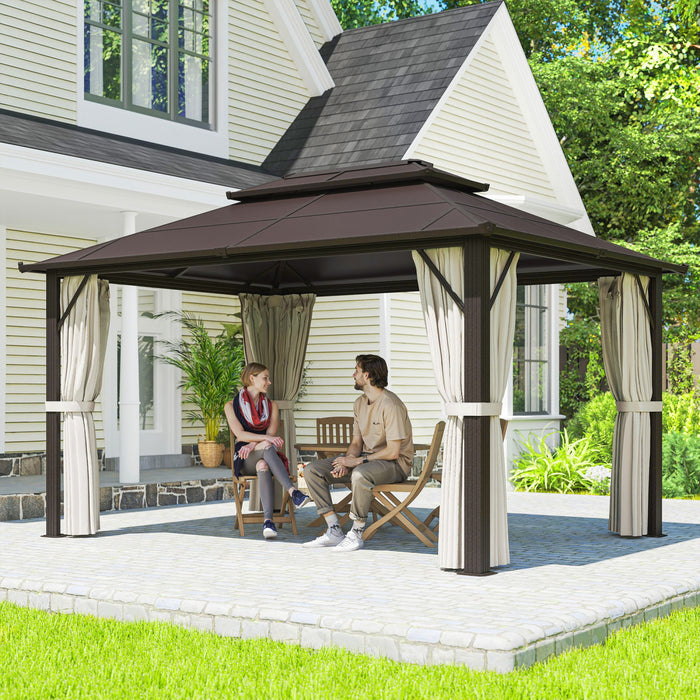 Outsunny Gazebo A Toit Rigide De 10' X 13' Avec Toit En Polycarbonate