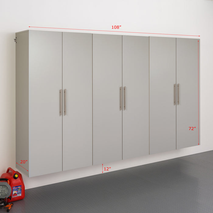 Hangups Armoire De Rangement De Garage 108 Pouces, Ensemble E De 3 Pieces – Gris Clair