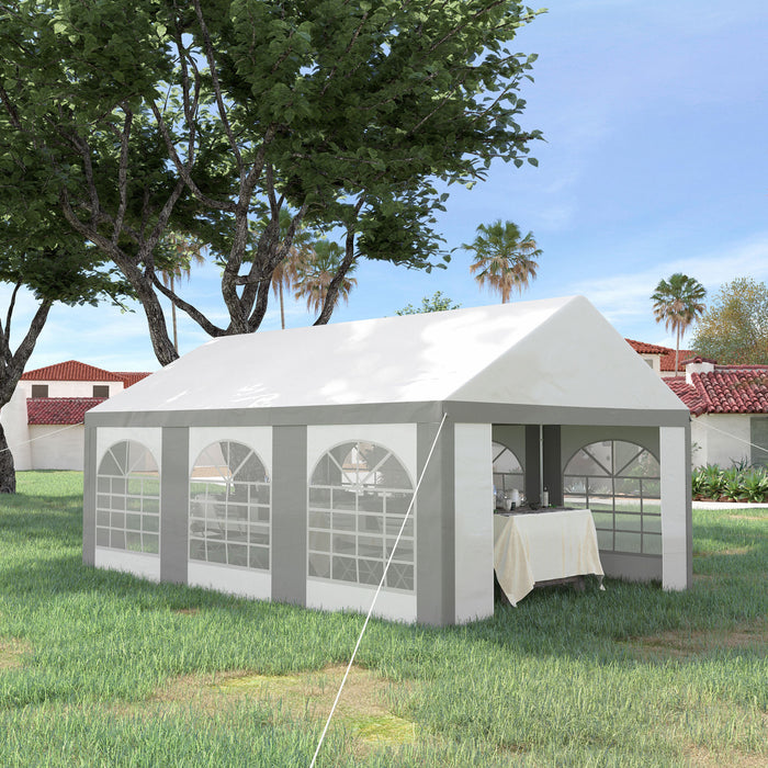Tente De Fete Outsunny 20 X 13 Pieds Avec Cotes, 6 Fenetres Et 2 Portes